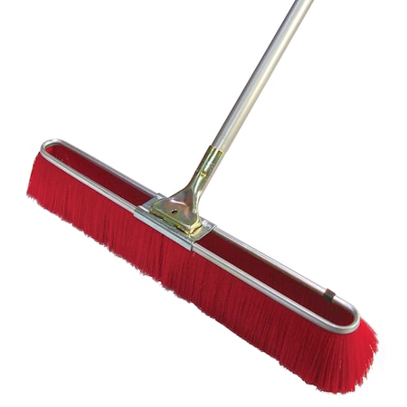 Bon Tool Floor Broom, Fine Red Bristles, 24", 60" Metal Handle 84-175